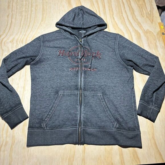 Hard Rock Cafe‎ Pittsburgh Pennsylvania Hoodie 2XL Heather Gray Sweatshirt - Picture 1 of 6